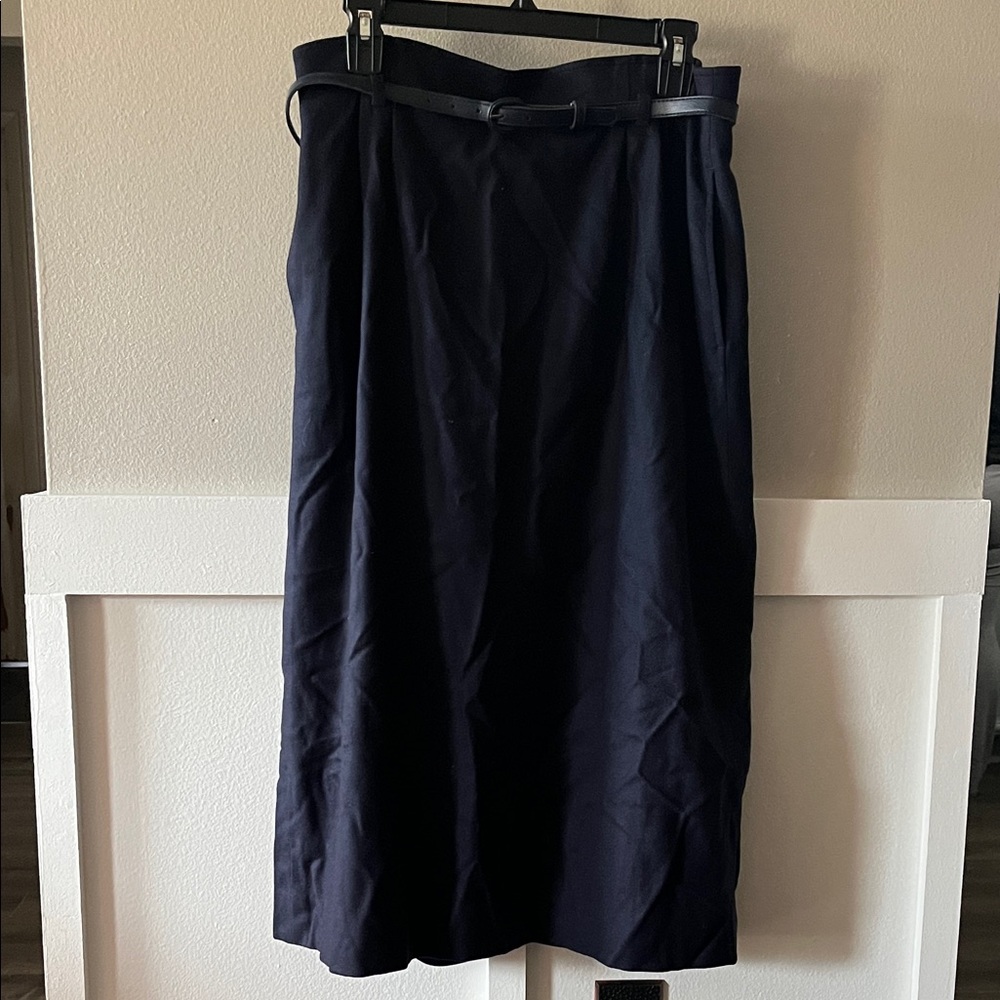 Pendleton Dark Blue Midi Skirt with Belt size 16 listing as a 12